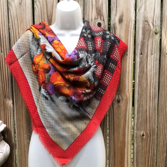 VTG Festive, bright Square Scarf Fruit arrangement motif - Picture 1 of 11